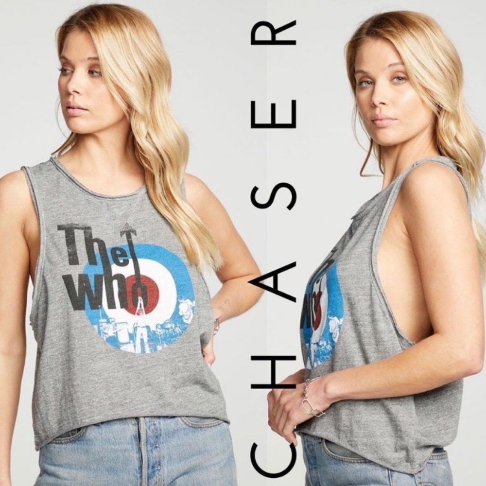 Chaser Tops Nwt Womens Chaser The Who Graphic Jewel Neck Racerback